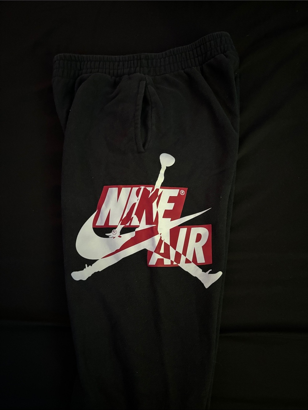 Jordan Black Sweatpants with White and Red Logo